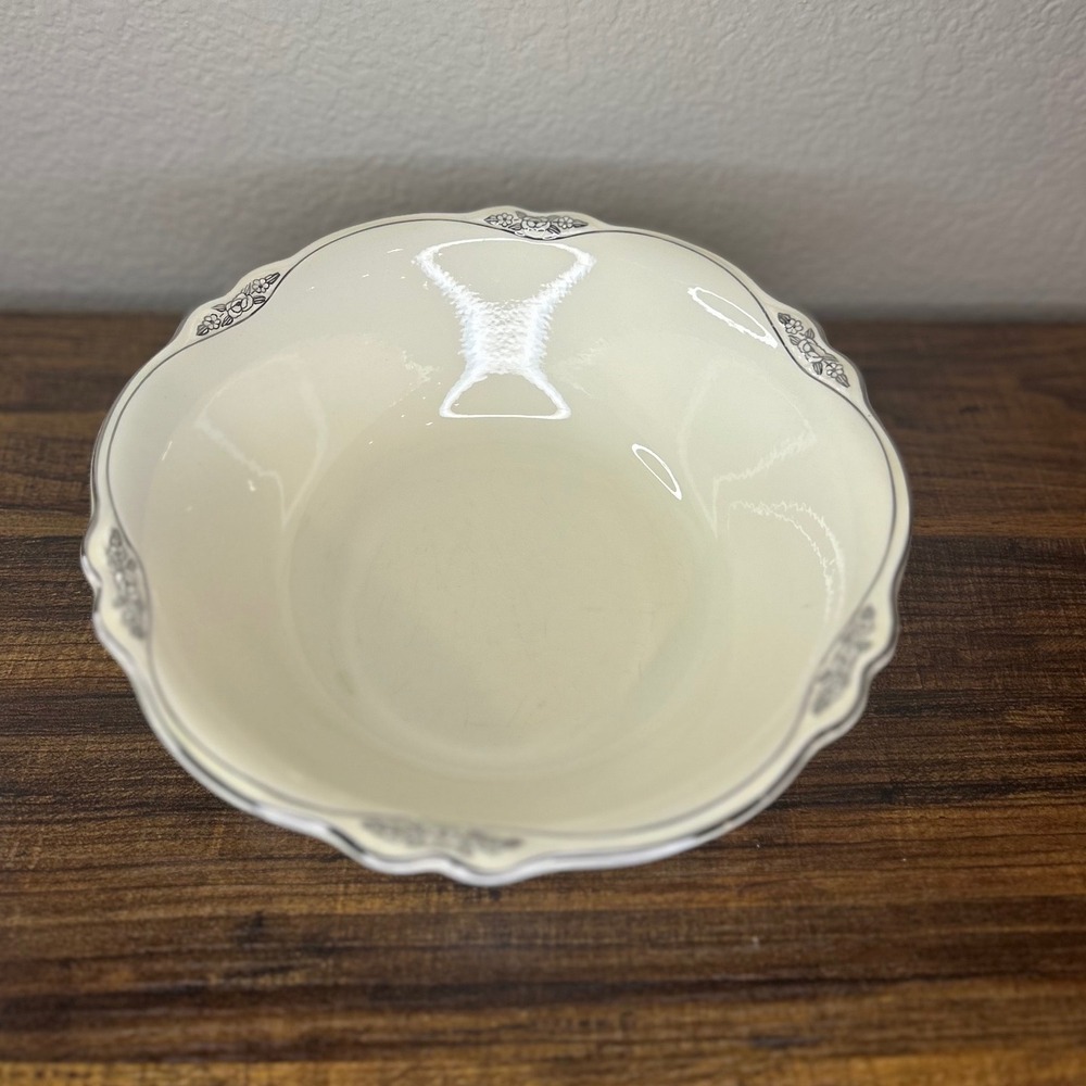 Homer Laughlin Virginia Rose Serving Bowl Cream Floral Scalloped Edge